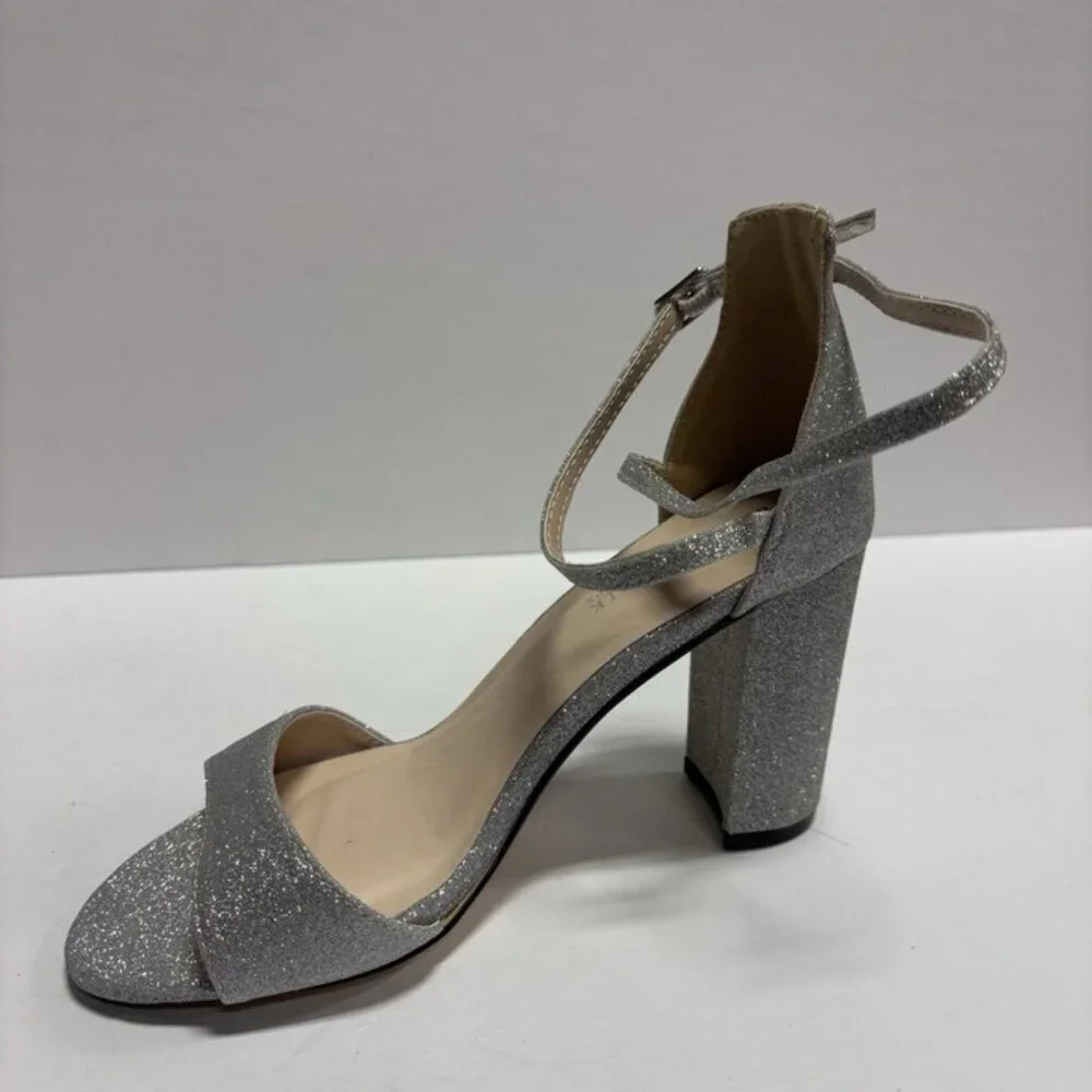 Touch Ups Women’s Jordy Silver Block Heel Sandals, Size 6 M
